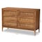 Baxton Studio Ramiel MidCentury Modern Ash Walnut Finished Wood and Rattan 6Drawer Dresser 215-12427-ZORO - alternate 10